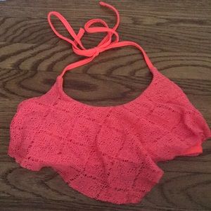 Coral drape bikini top